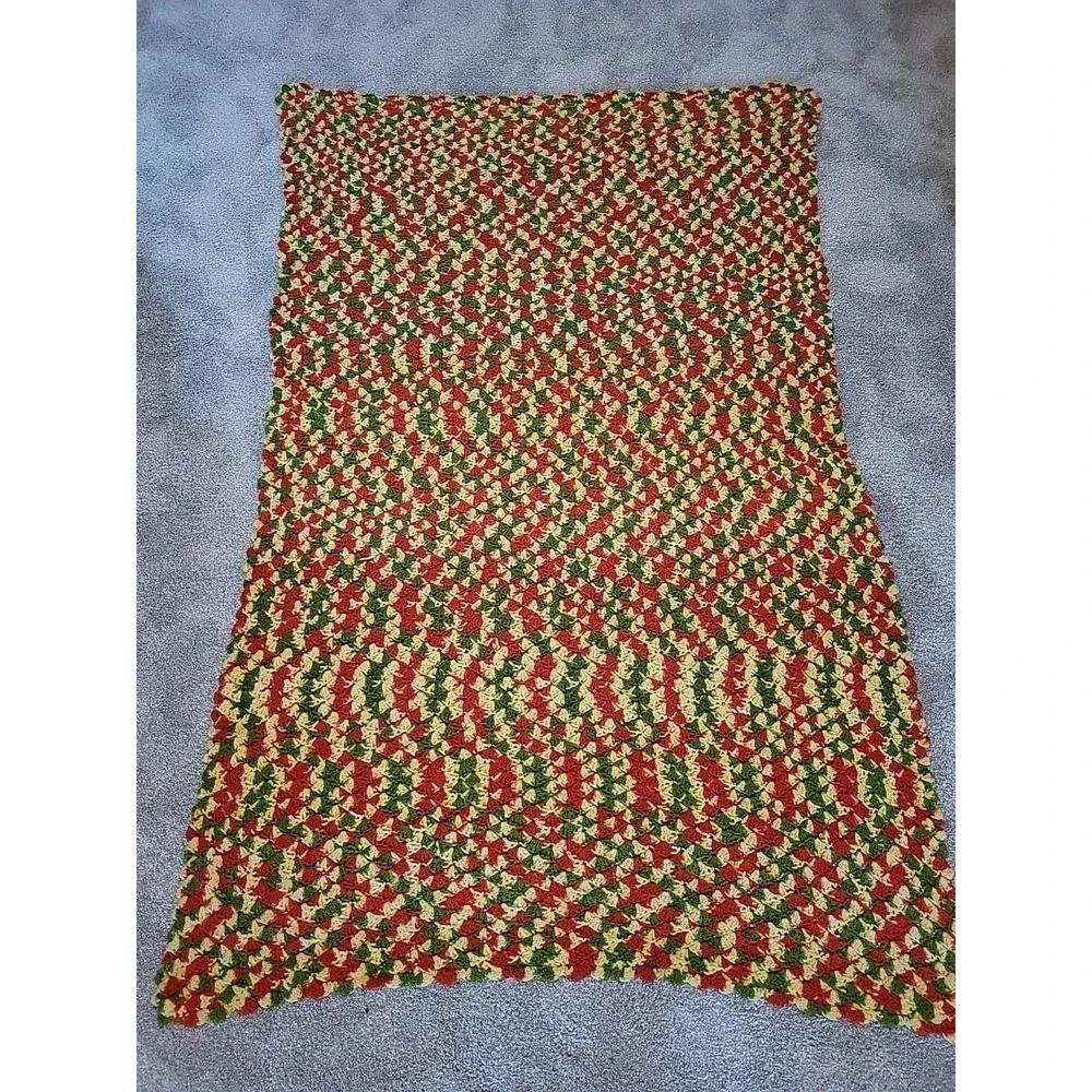 Afghan Handmade Crocheted‎ Blanket Multi Color 69
